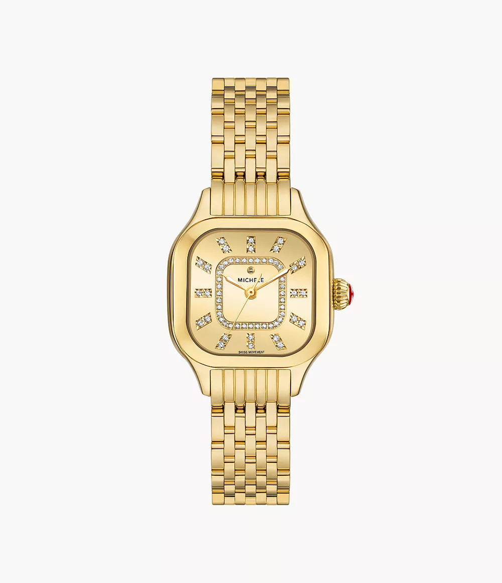 Michele Meggie 18K Gold-Plated Diamond Dial Watch