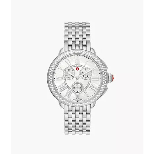 Michele Serein Stainless Steel Diamond Watch