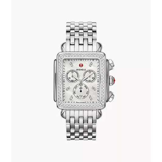 Michele Deco XL Stainless-Steel Diamond Watch