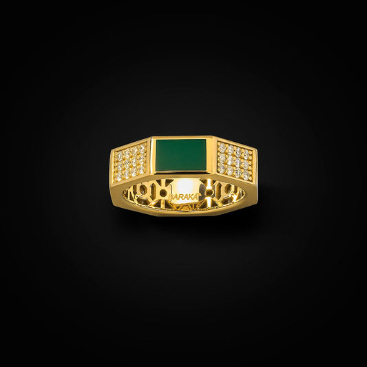 Baraka Ottagono Ring with diamonds and enamel, size L