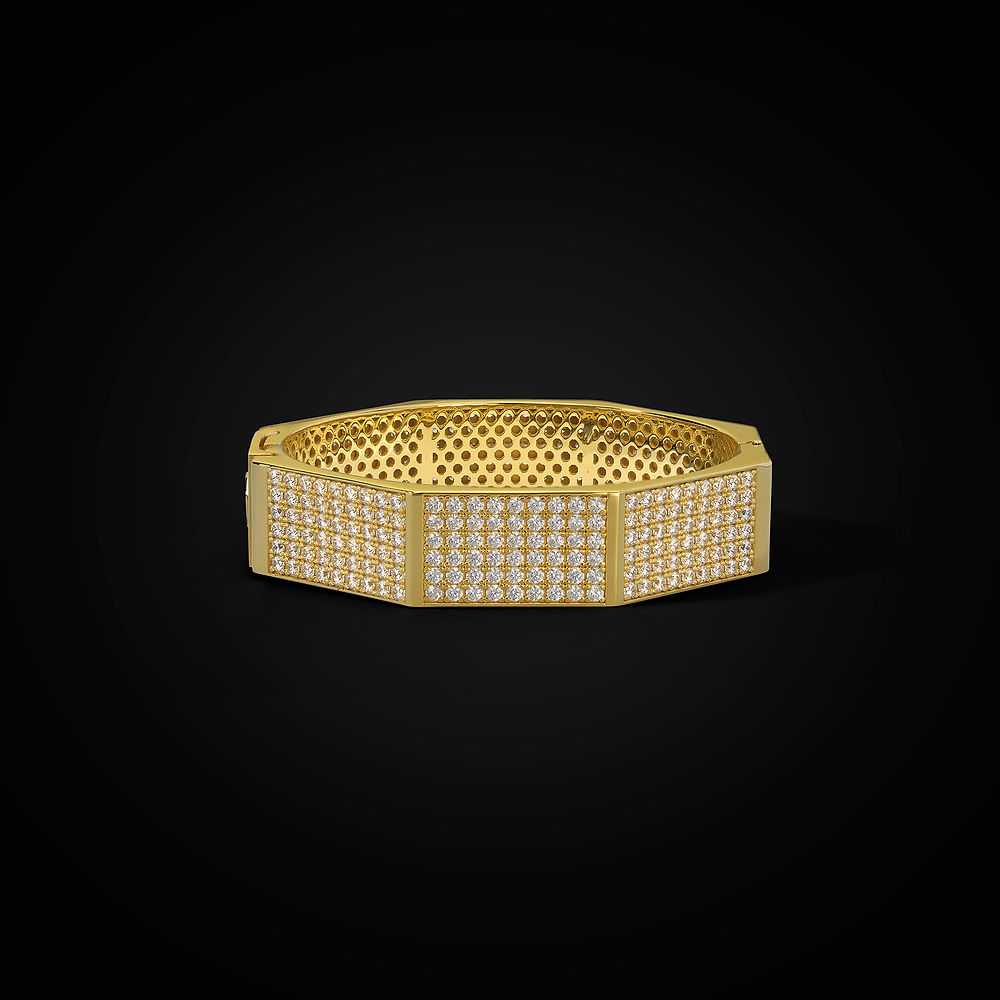 Baraka Ottagono gold bracelet with paved diamonds, size XL