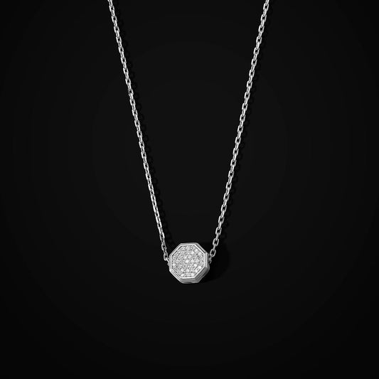 Baraka Ottagono point light necklace in gold and paved diamonds