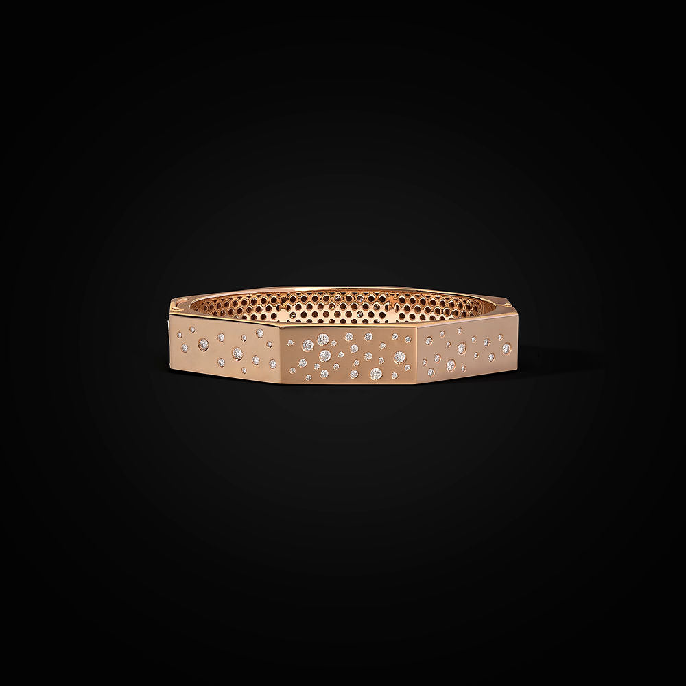 Baraka Ottagono gold bracelet with randomly set diamonds, size L