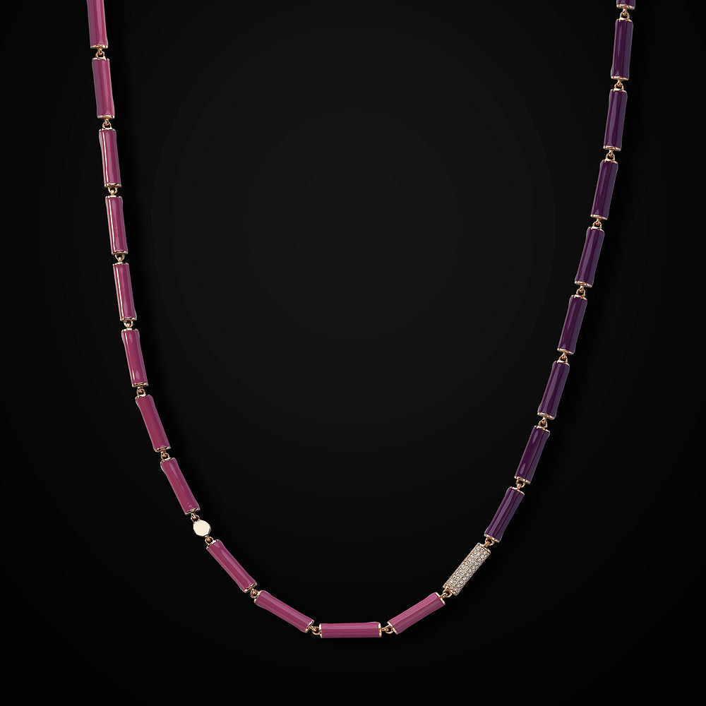 Baraka Cylinders necklace with gold, paved diamonds and octagon