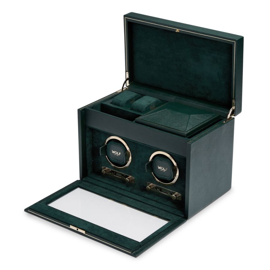 WOLF BRITISH RACING DOUBLE WATCH WINDER WITH STORAGE