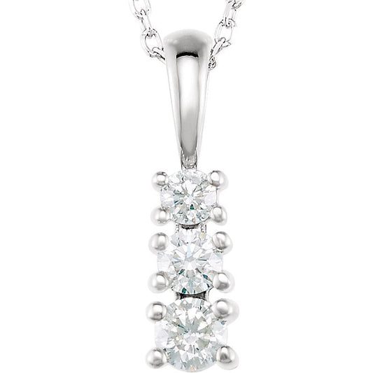 14K White 1/3 CTW Diamond 3-Stone 18 Necklace
