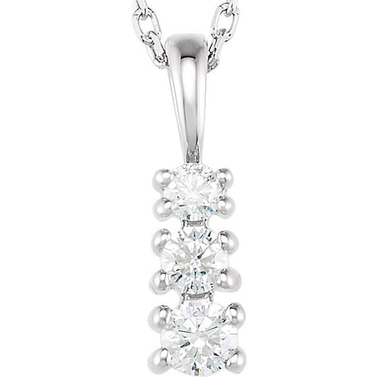 14K White 1/6 CTW Diamond 3-Stone 18 Necklace