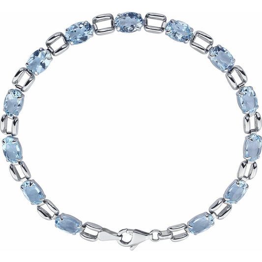 14K White 7x5 mm Oval Sky Blue Topaz 7 Bracelet