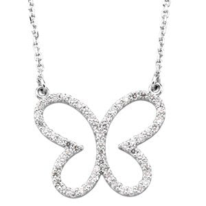 14K White 1/4 CTW Diamond Butterfly 16 Necklace
