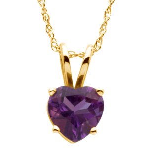 14K Yellow 6x6 mm Heart Amethyst Solitaire 18 Necklace