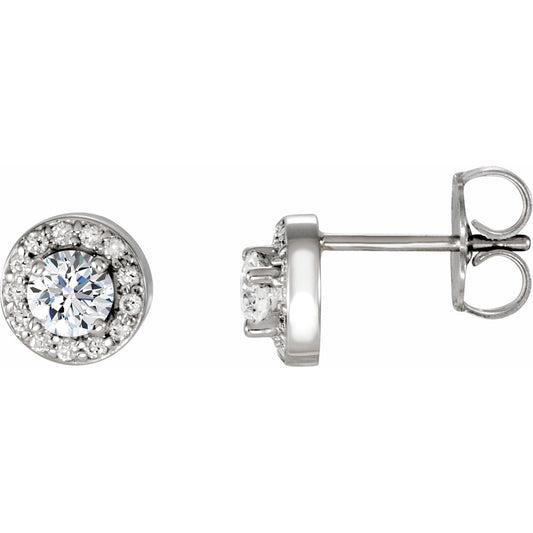 14K White 3/8 CTW Diamond Halo-Style Earrings