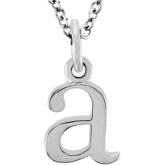 14K White Lowercase Initial a 16 Necklace