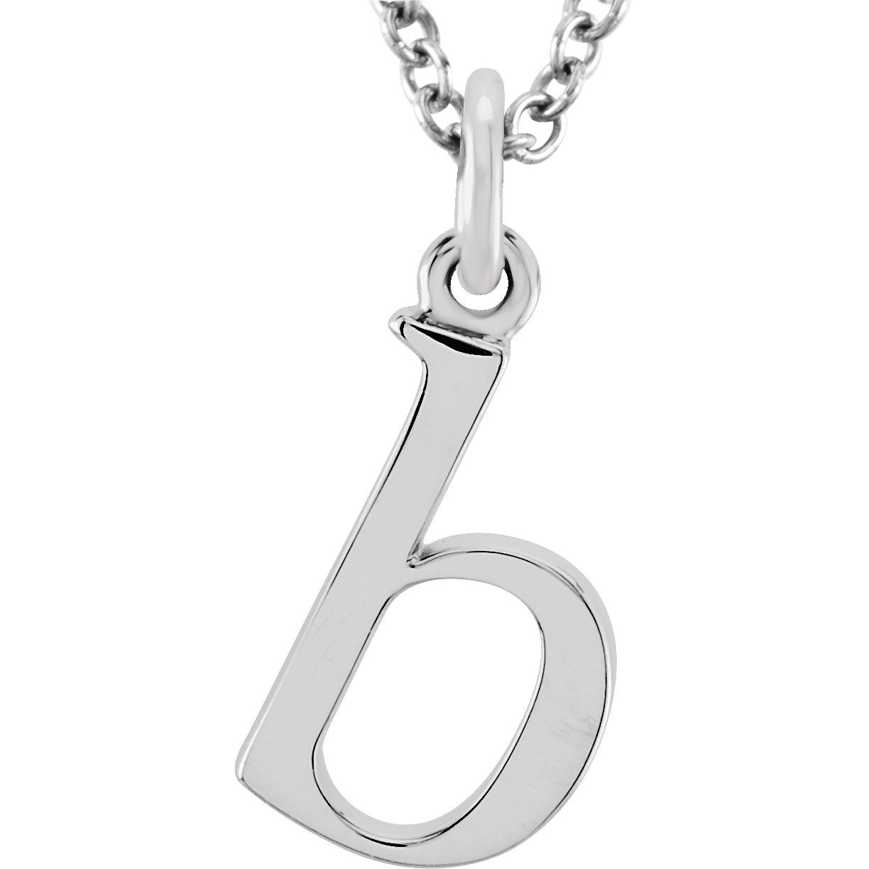 14K White Lowercase Initial b 16 Necklace