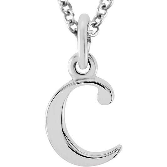 14K White Lowercase Initial c 16 Necklace