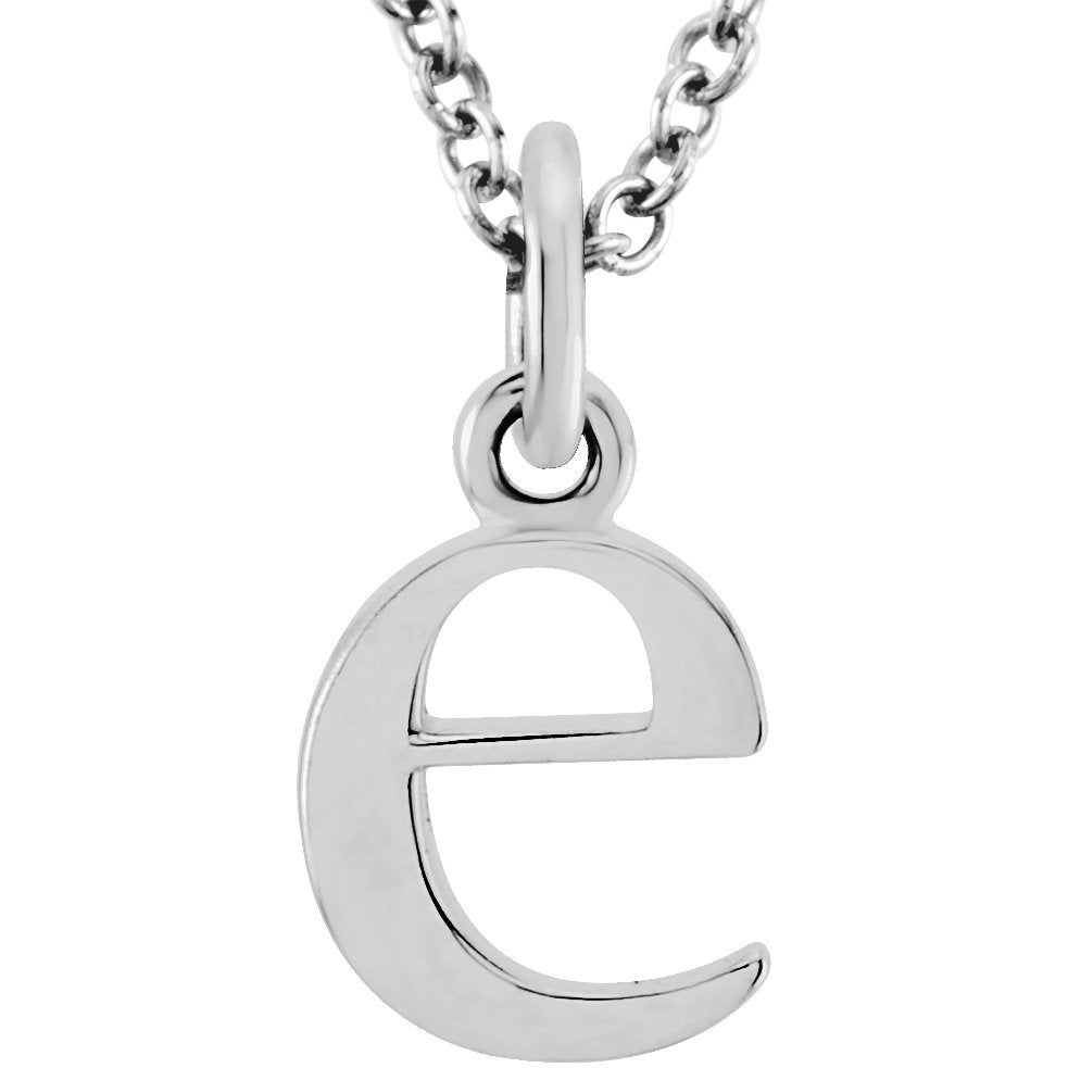 14K White Lowercase Initial e 16 Necklace