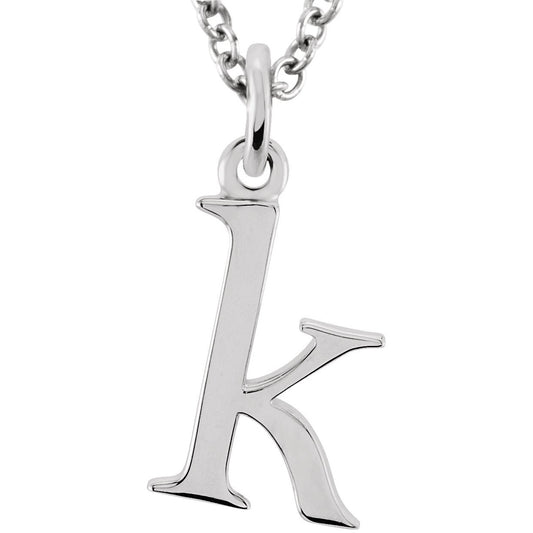 14K White Lowercase Initial k 16 Necklace