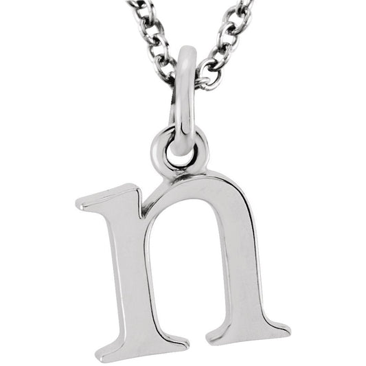 14K White Lowercase Initial n 16 Necklace