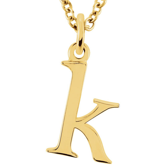 14K Yellow Lowercase Initial k 16 Necklace
