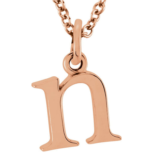 14K Rose Lowercase Initial n 16 Necklace