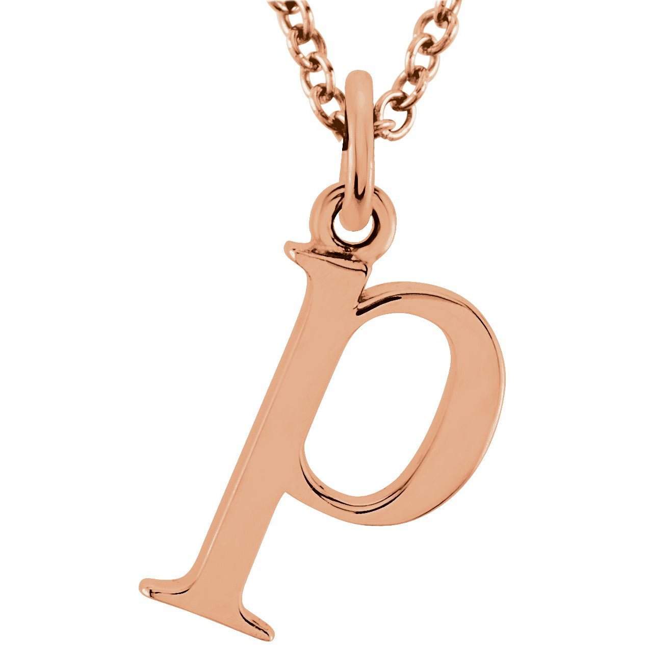 14K Rose Lowercase Initial p 16 Necklace