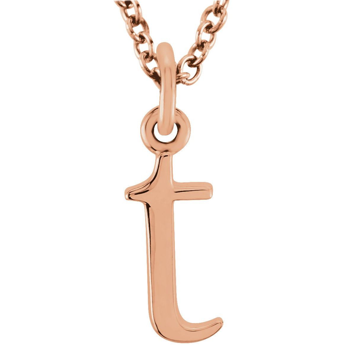 14K Rose Lowercase Initial t 16 Necklace