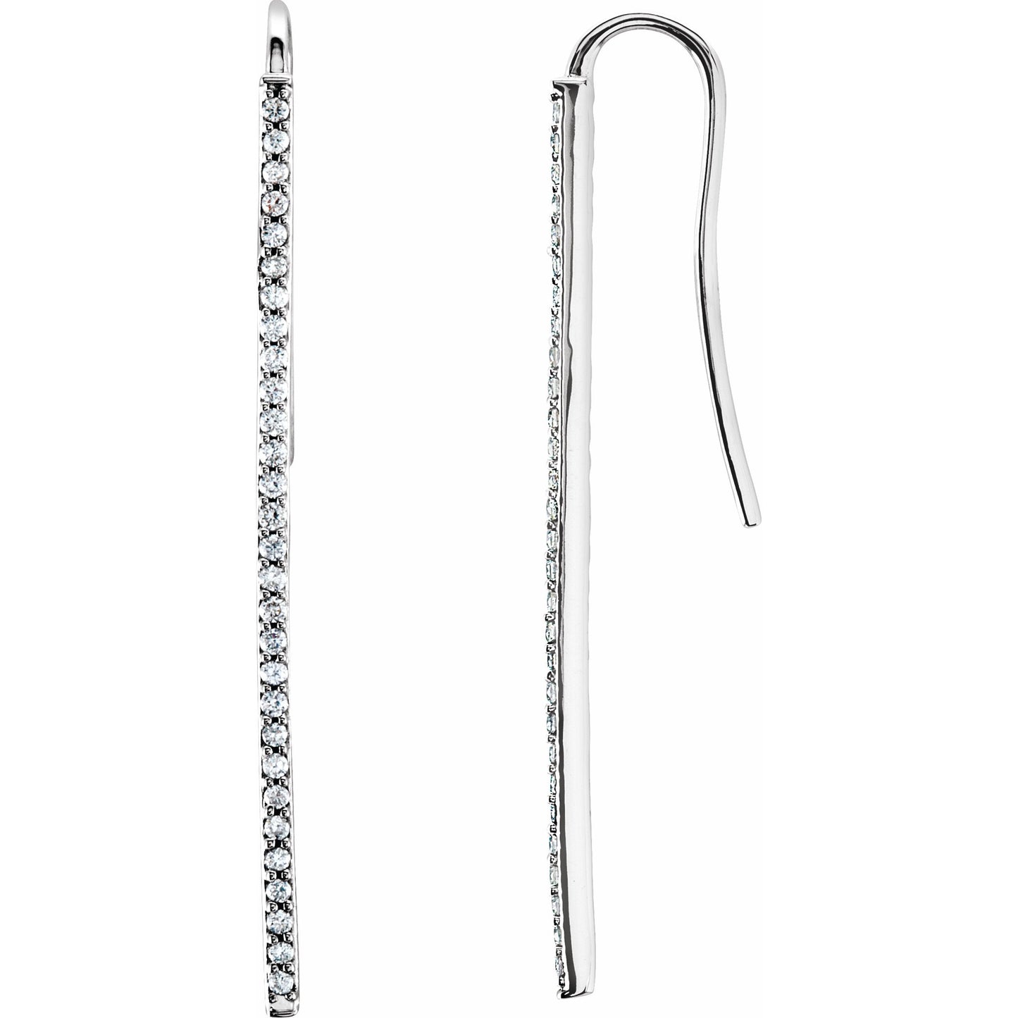 14K White 1/4 CTW Diamond Vertical Bar Earrings