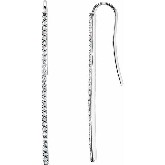 14K White 1/4 CTW Diamond Vertical Bar Earrings