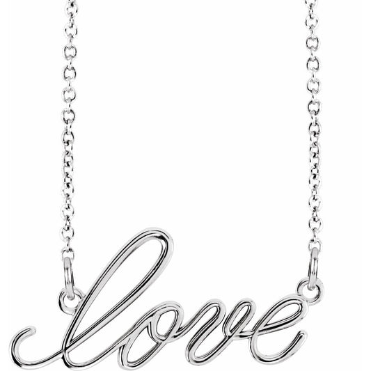 14K White Love 16.5 Necklace