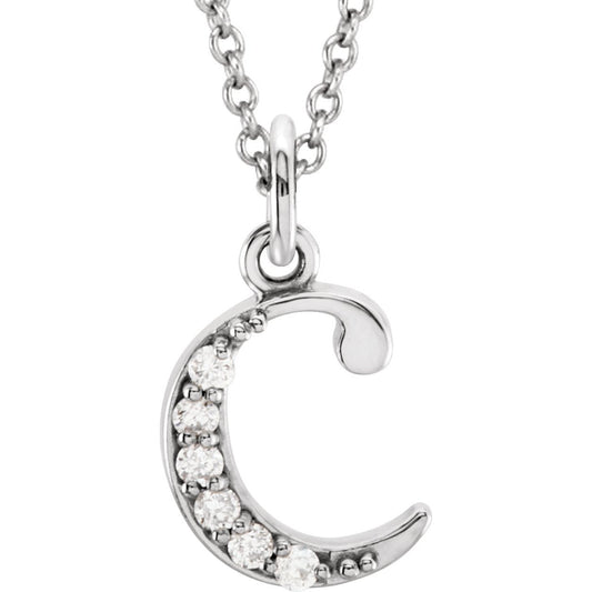 14K White .03 CTW Diamond Lowercase Initial c 16 Necklace