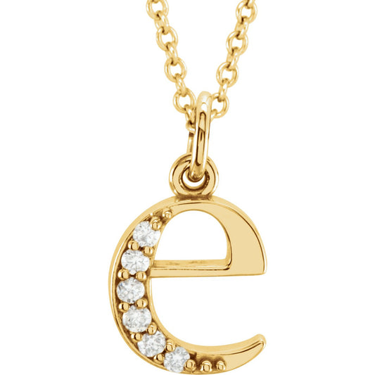 14K Yellow .03 CTW Diamond Lowercase Initial e 16 Necklace