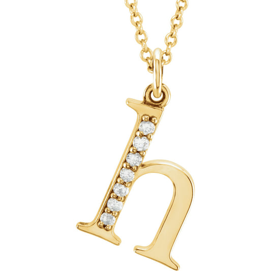 14K Yellow .03 CTW Diamond Lowercase Initial h 16 Necklace