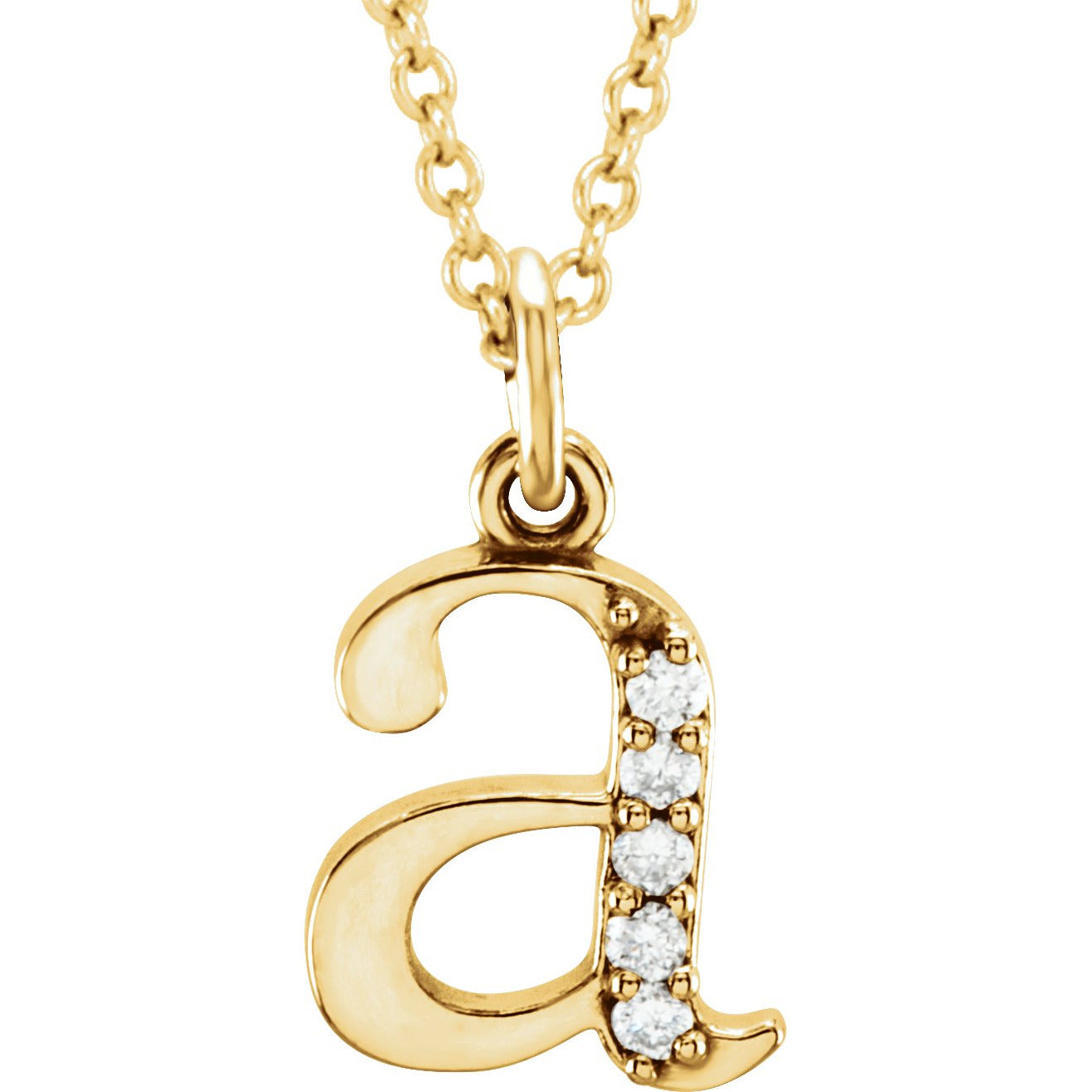 14K Yellow .025 CTW Diamond Lowercase Initial a 16 Necklace