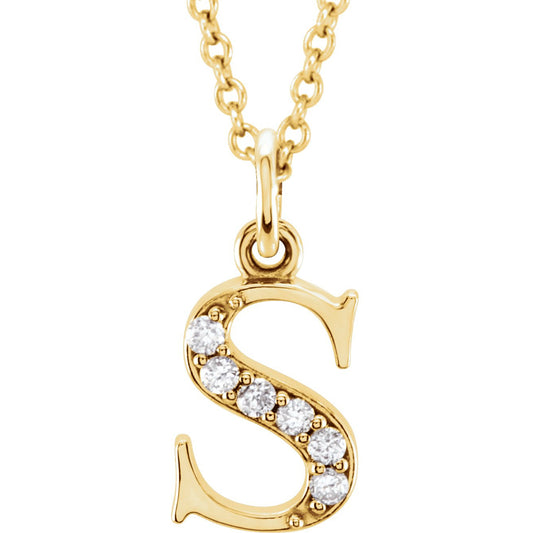 14K Yellow .03 CTW Diamond Lowercase Initial s 16 Necklace