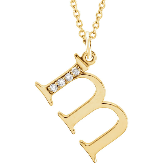 14K Yellow .02 CTW Diamond Lowercase Initial m 16 Necklace