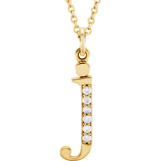 14K Yellow .025 CTW Diamond Lowercase Initial j 16 Necklace