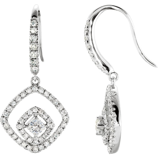 14K White 3/4 CTW Diamond Earrings