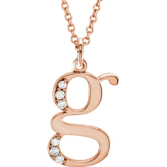 14K Rose .03 CTW Diamond Lowercase Initial g 16 Necklace