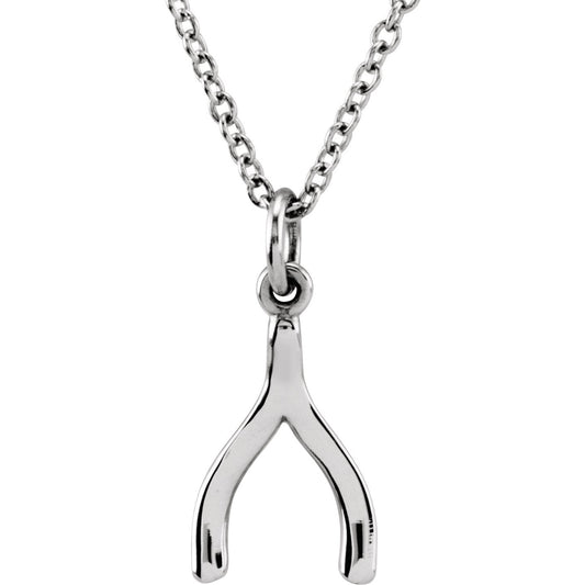 14K White Tiny Poshu00ae Wishbone 16-18 Necklace