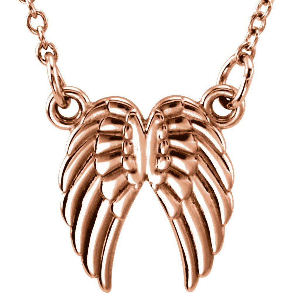 14K Rose Tiny Poshu00ae Angel Wings 16-18 Necklace