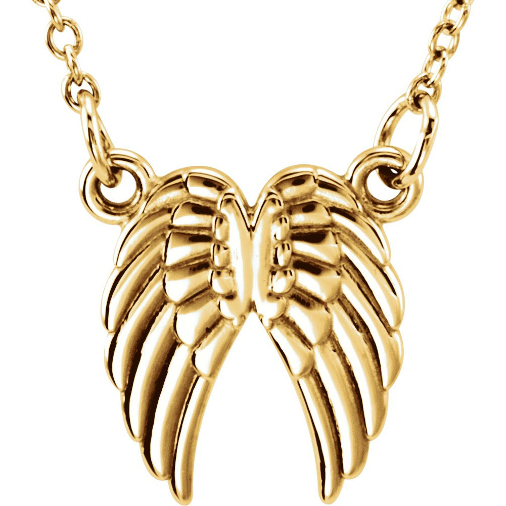 14K Yellow Tiny Poshu00ae Angel Wings 16-18 Necklace