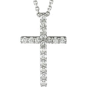 14K White 1/4 CTW Petite Diamond Cross 18 Necklace