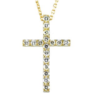 14K Yellow 1/6 CTW Petite Diamond Cross 18 Necklace