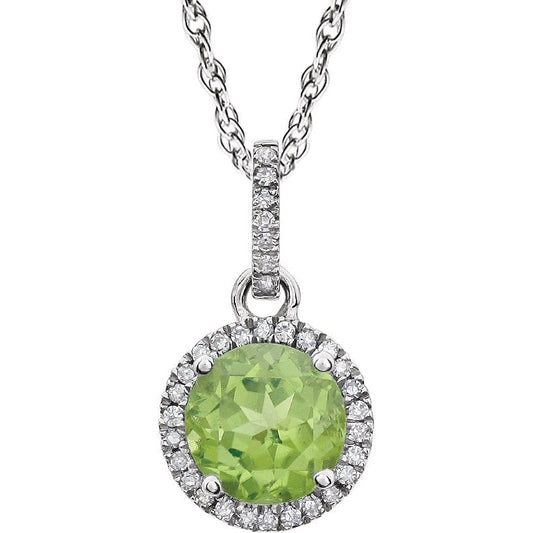 14K White Peridot & 1/10 CTW Diamond 18 Necklace