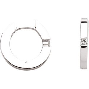 14K White .07 CTW Diamond Hoop Earrings