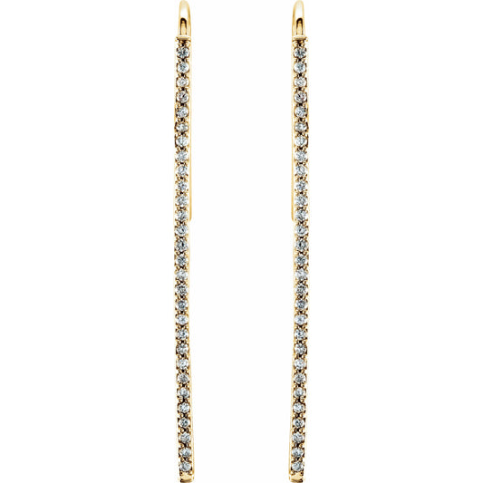 14K Yellow 1/4 CTW Diamond Vertical Bar Earrings