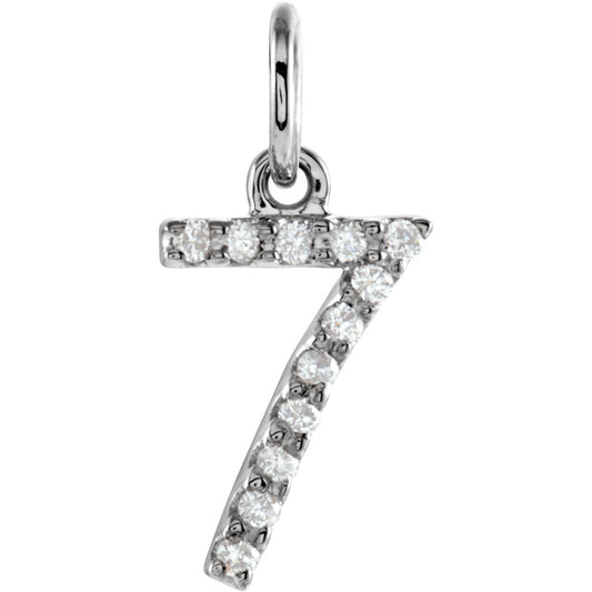14K White .05 CTW Diamond Numeric Charm or Pendant