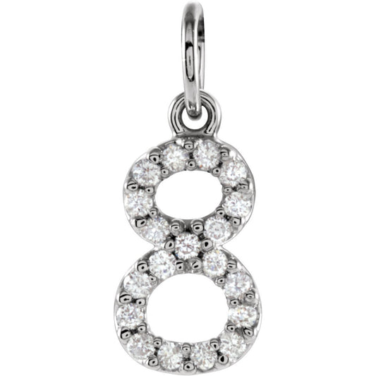 14K White .08 CTW Diamond Numeric Charm or Pendant