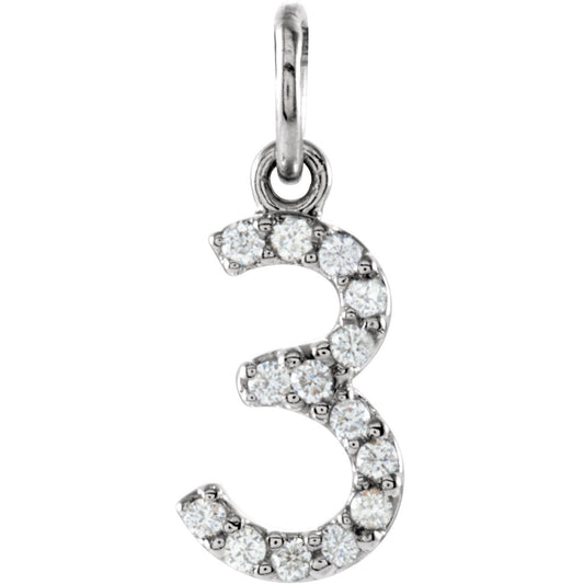 14K White .06 CTW Diamond Numeric Charm or Pendant