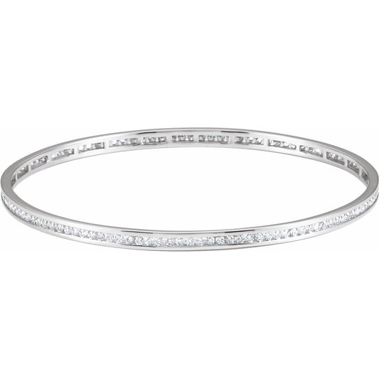 14K White  1 1/2 CTW Diamond Stackable Bangle 8 Bracelet