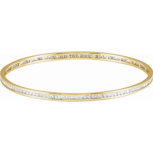 14K Yellow  1 1/2 CTW Diamond Stackable Bangle 8 Bracelet
